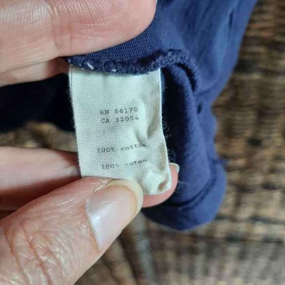 Anthropologie Little Yellow Button Tee Small Blue Pintuck Ruffle Twee Coquette - Picture 6 of 8